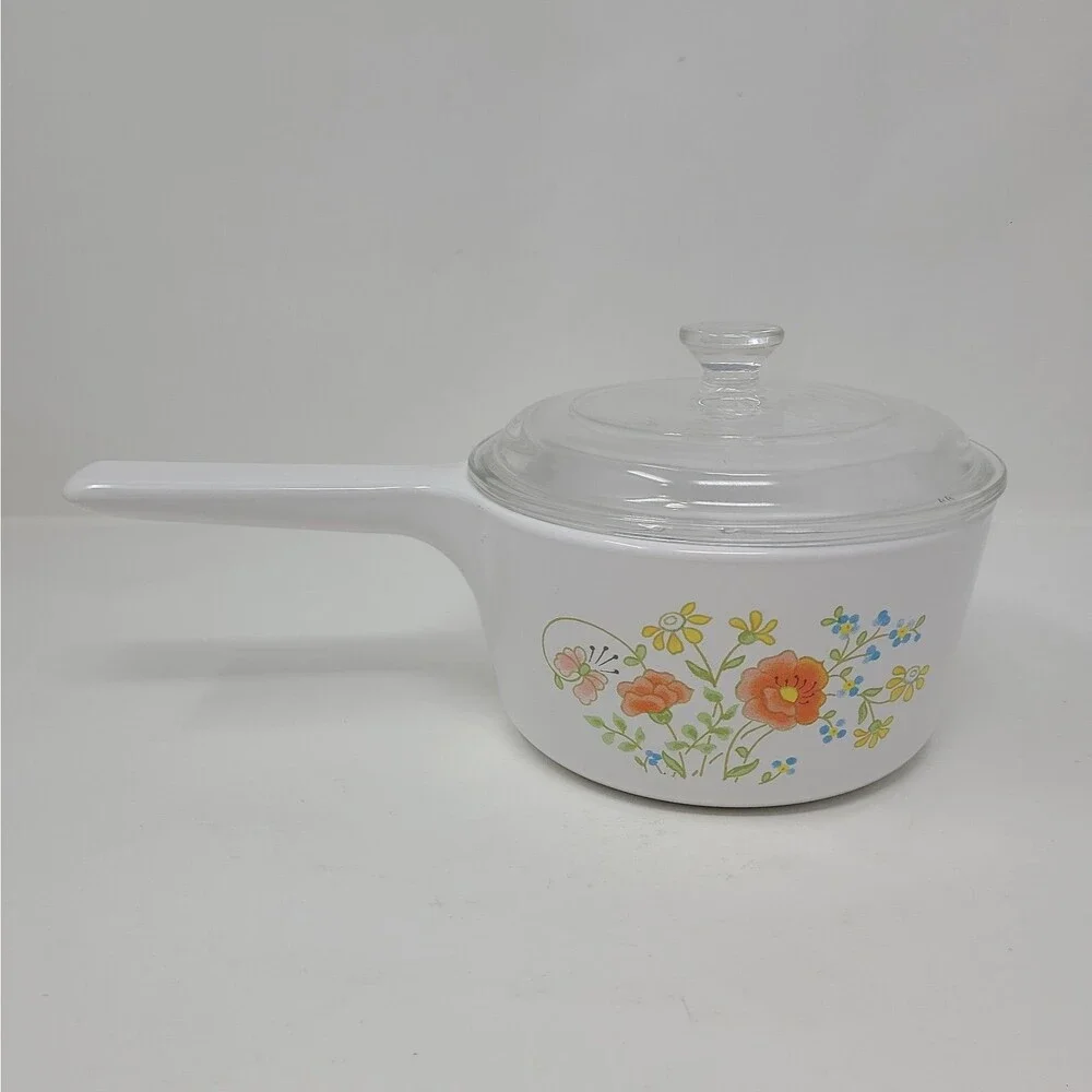 Vintage Corning Rangetoppers  2 1/2 Quart Saucepan Wildflower With Lid